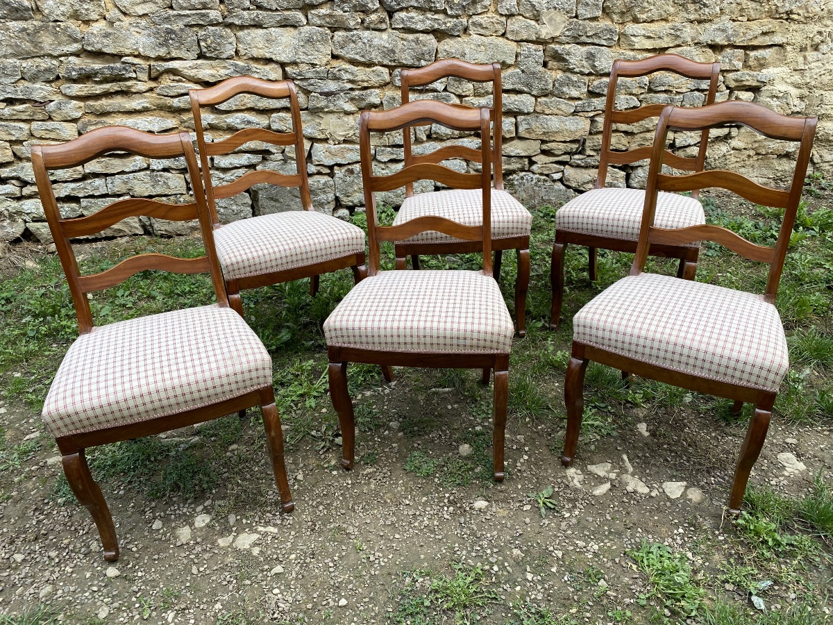 Set Of 6 Louis Philippe Chairs In Light Mahogany -photo-4