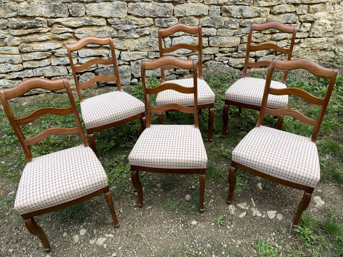 Set Of 6 Louis Philippe Chairs In Light Mahogany -photo-1