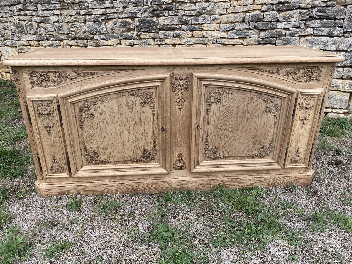 Grand buffet de chasse en chêne brut -photo-4