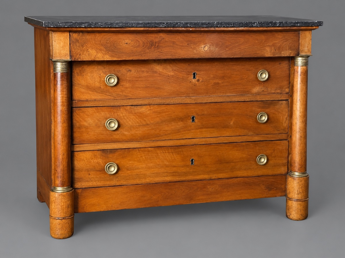 Commode Empire en noyer massif 