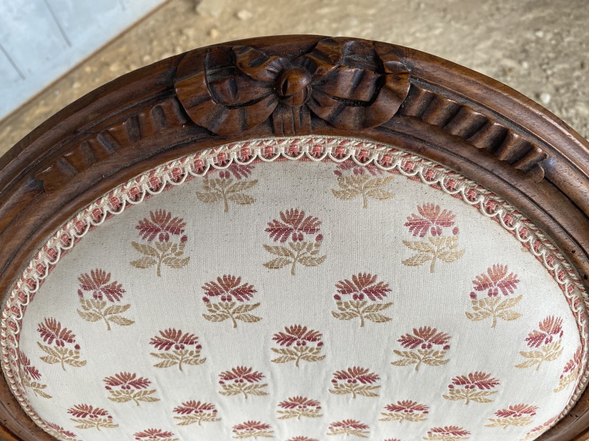 Pair Of Louis XVI Armchairs In Walnut -photo-1