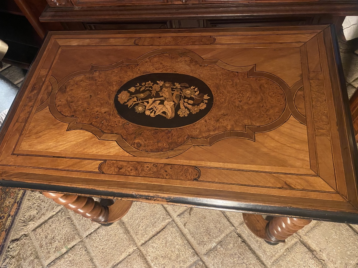 Louis XIII Table In Walnut With Marquetry -photo-4