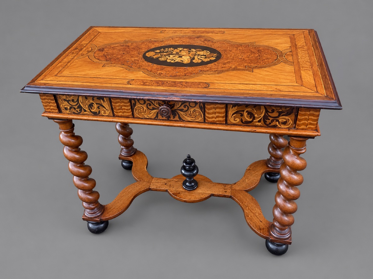 Louis XIII Table In Walnut With Marquetry 