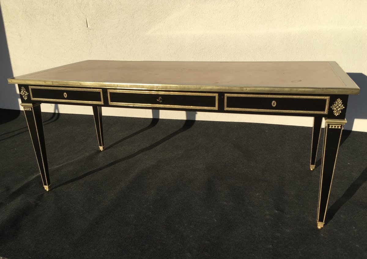 Bureau Style Louis XVI Laqué Noir Modèle Maison Jansen -photo-3