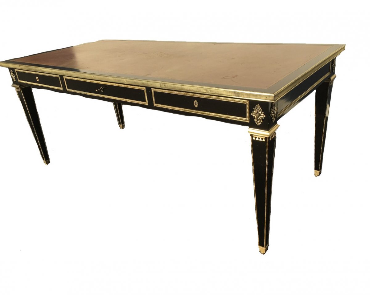 Bureau Style Louis XVI Laqué Noir Modèle Maison Jansen 