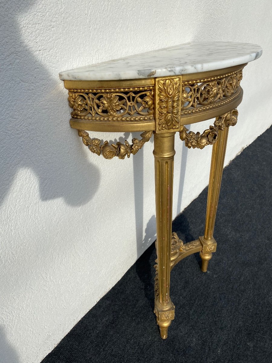 Petite Console Louis XVI En Bois Doré -photo-7