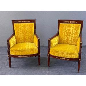 Paire De Fauteuils Empire En Acajou 