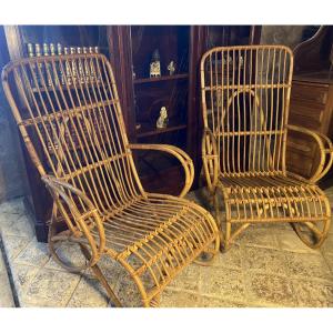 Paire de fauteuils en rotin 