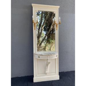 Louis XVI Trumeau With Console And Wall Lights 