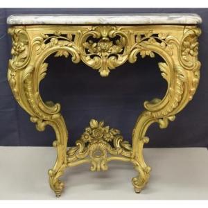 Louis XV Period Console In Gilded Wood 