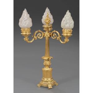 Large Gilded Bronze Candelabra