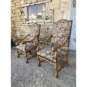 Paire de fauteuils style Louis XIII