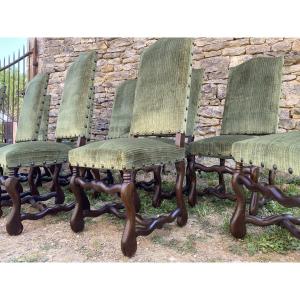 Set Of 10 Louis XIII Chairs In Walnut