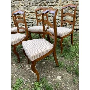 Suite de 6 chaises Louis Philippe en acajou clair