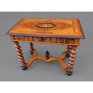 Louis XIII Table In Walnut With Marquetry 