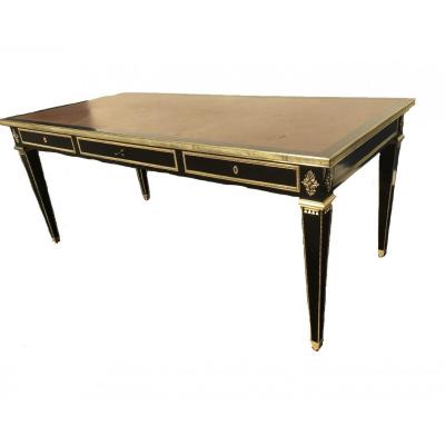 Bureau Style Louis XVI Laqué Noir Modèle Maison Jansen 