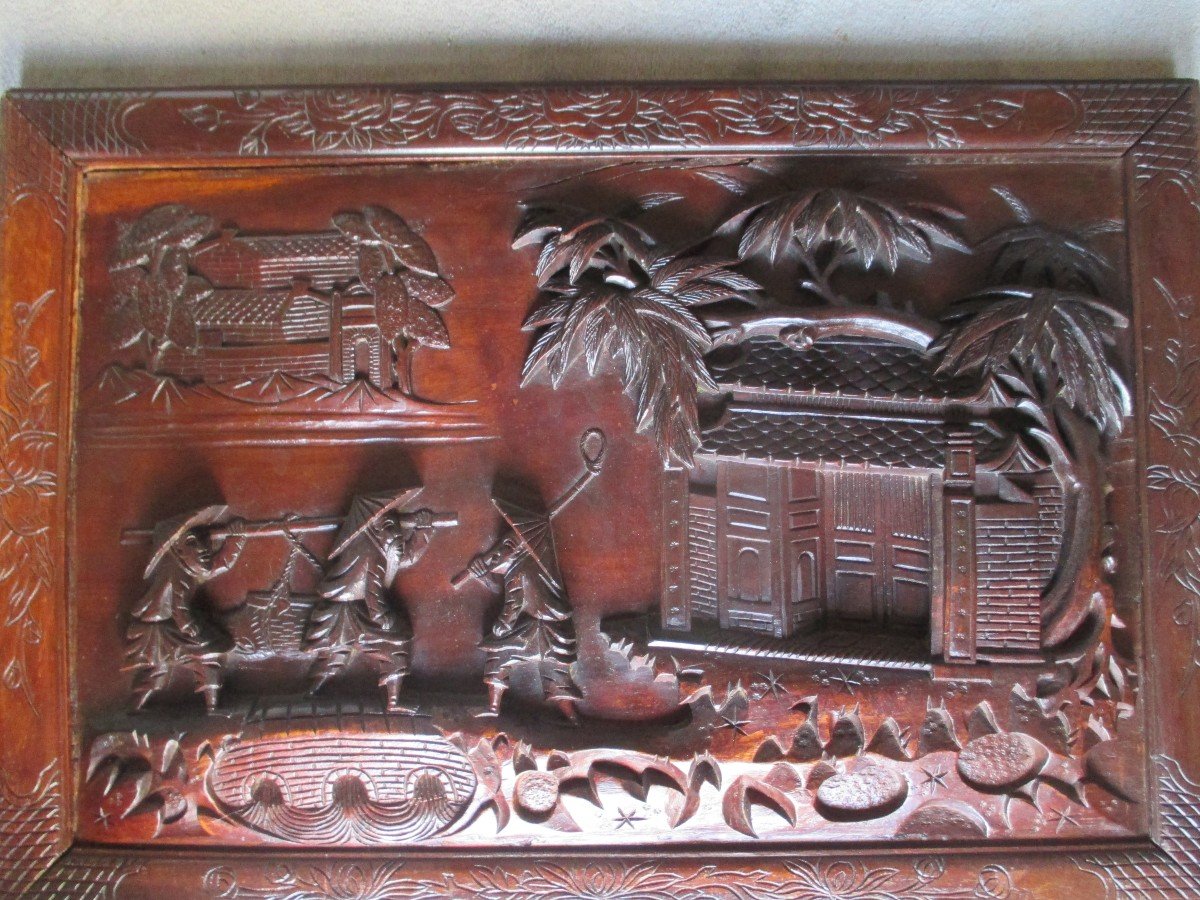 Bas-relief In Carved Ebony Wood-photo-4