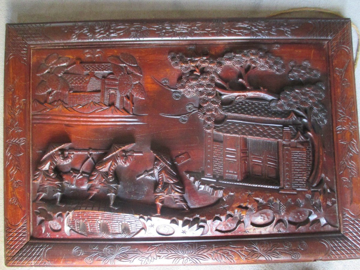 Bas-relief In Carved Ebony Wood-photo-2