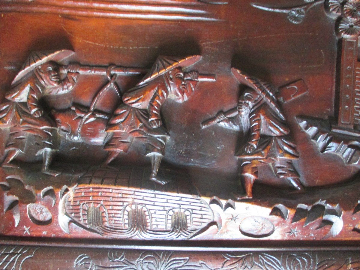 Bas-relief In Carved Ebony Wood-photo-3