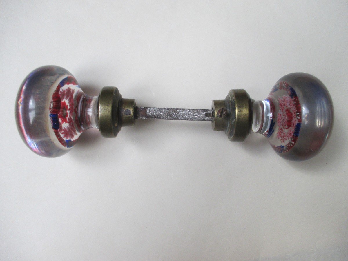 Sulfide Paperweight Pair Of Clichy XIXth Door Handles-photo-3