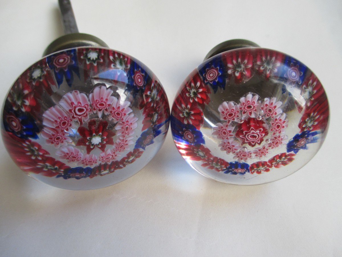 Sulfide Paperweight Pair Of Clichy XIXth Door Handles-photo-4