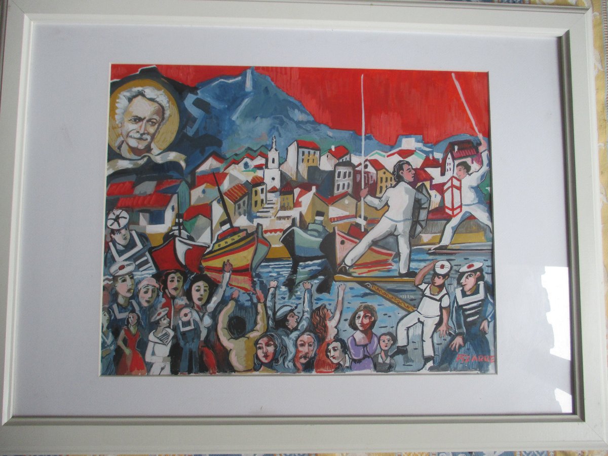PIZZARE .....   BRASSENS .... SETE     aquarelle 