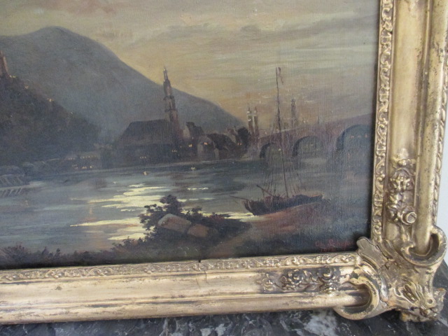 "heidelberg" Oil On Canvas Signed-photo-2