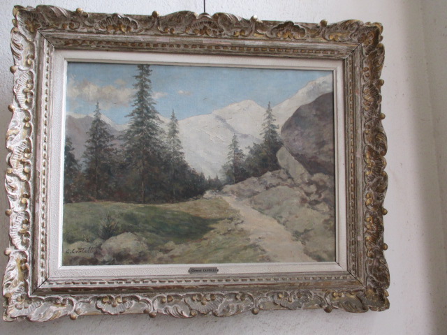 Castelli Clement (1870-1959 )  Societe Des Peintres De Montagne - " Route De Saas-fee "    Hst