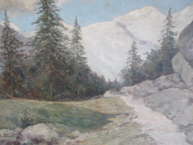 Castelli Clement (1870-1959 )  Societe Des Peintres De Montagne - " Route De Saas-fee "    Hst-photo-2