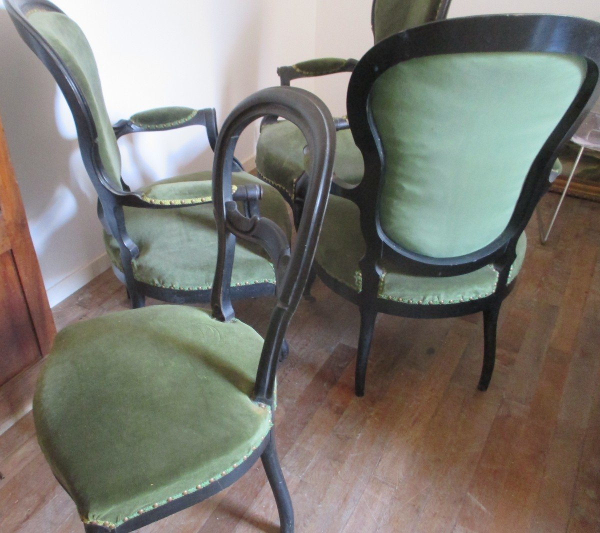 Suite Of 3 Armchairs And A Napoleon III Period Chair-photo-3