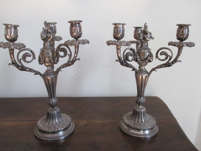 Pair Of Candlesticks In Bronze Argente Nineteenth-photo-3