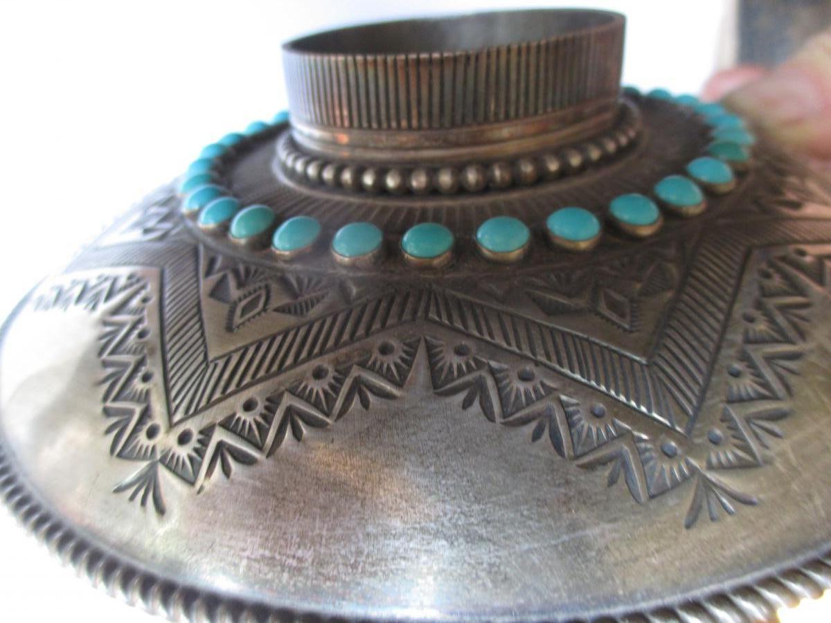 Vase Bronze Silver & Turquoise - Mexico XVIII-photo-3