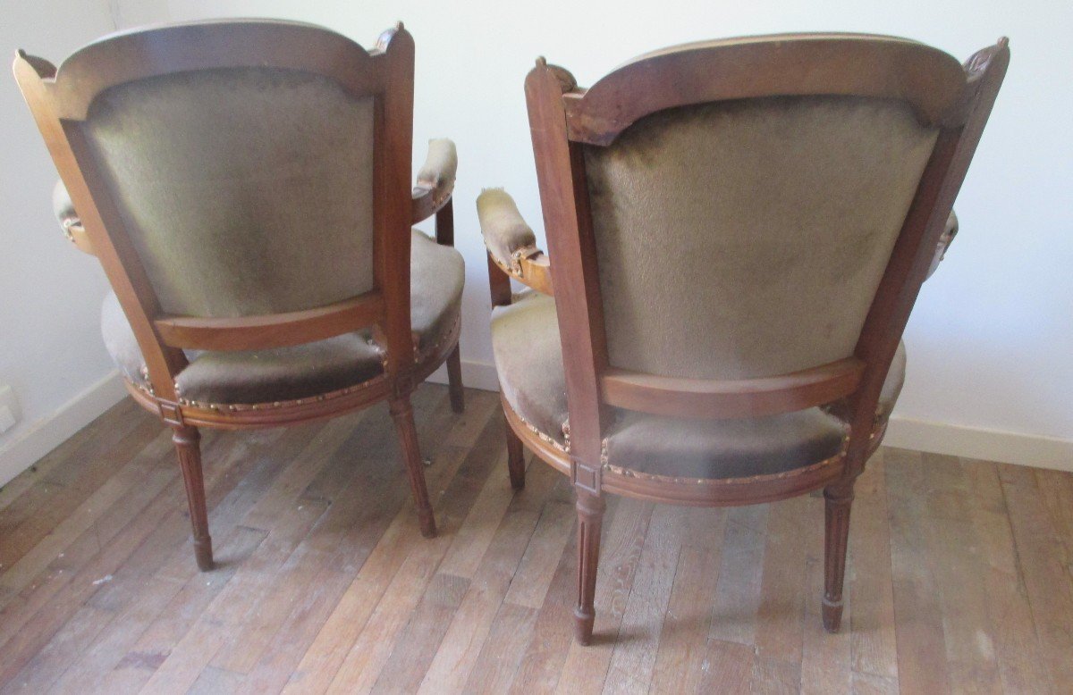 Paire  De  Fauteuils  De  Style   Louis XVI-photo-2