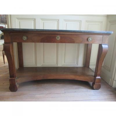 Console Restoration Period Walnut, Marble Top