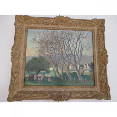 Planson Andre (1898-1981)  paysage  " école de la réalite poétique " HST