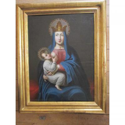  " Vierge A l'Enfant " Hst XVII°  