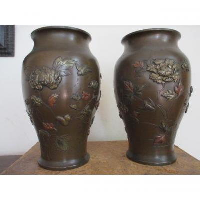 Vases En Bronze  (une  Paire )  fin XIX°