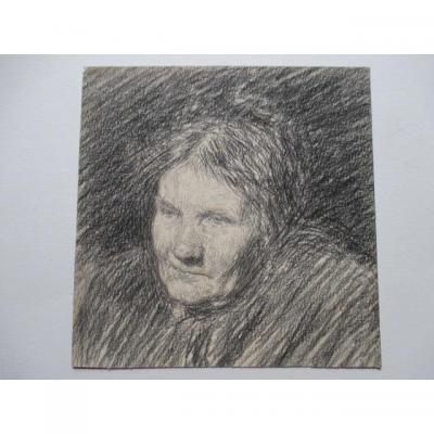 "portrait Of An Old Lady" Drawing Nineteenth