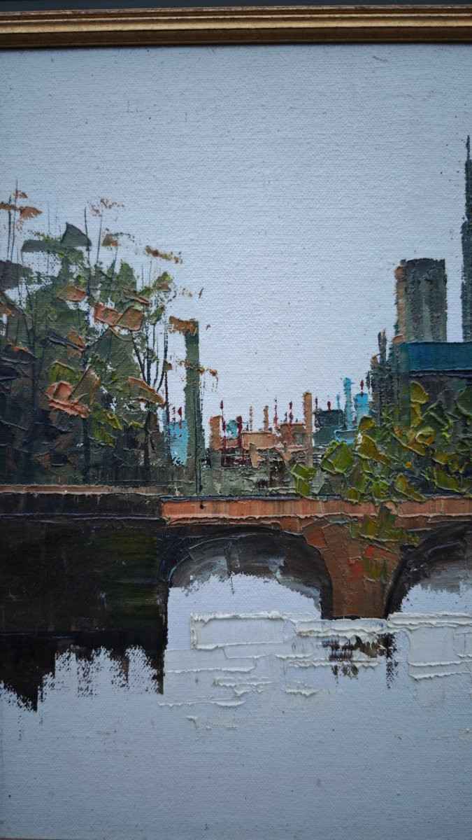 Beautiful Painting, View Of Notre Dame De Paris From The île De La Cité. 70'-photo-4