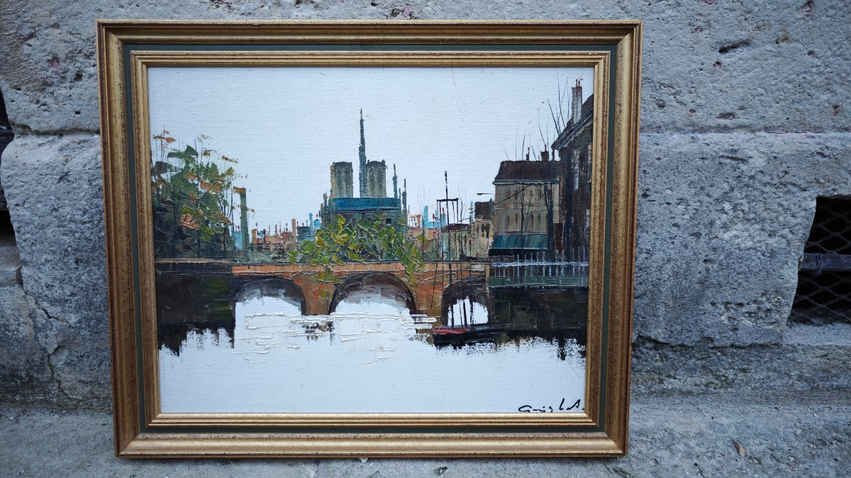Beautiful Painting, View Of Notre Dame De Paris From The île De La Cité. 70'