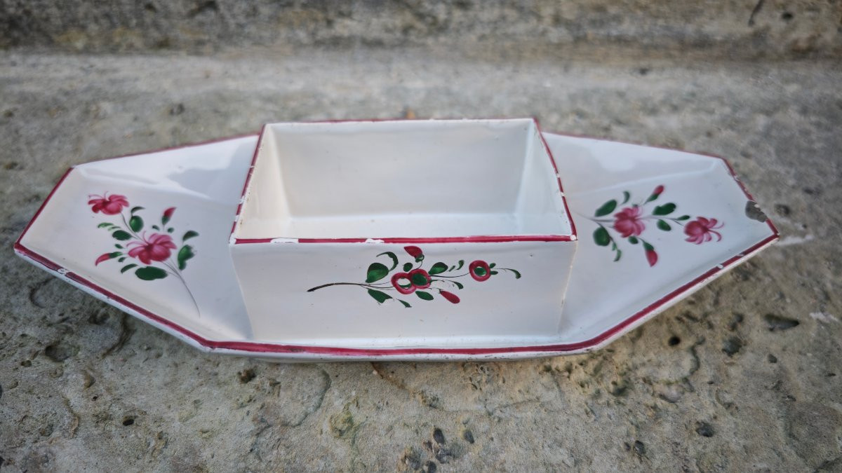 Pretty Earthenware Butter Dish From Les Islettes, 1780-photo-1