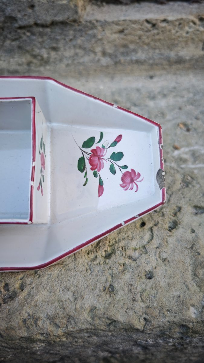 Pretty Earthenware Butter Dish From Les Islettes, 1780-photo-3