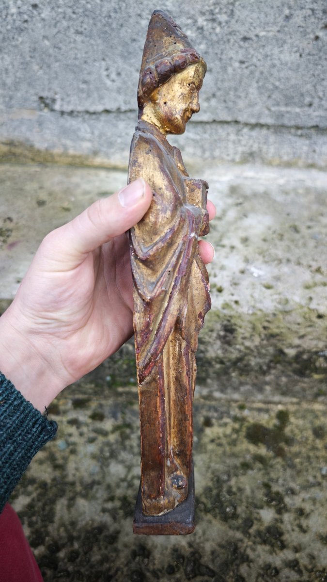Beautiful Bishop Carved In Linden Wood Circa 1400-photo-2