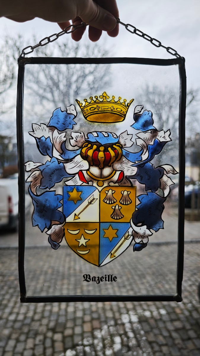 Petit vitrail aux Armes, vers 1870.