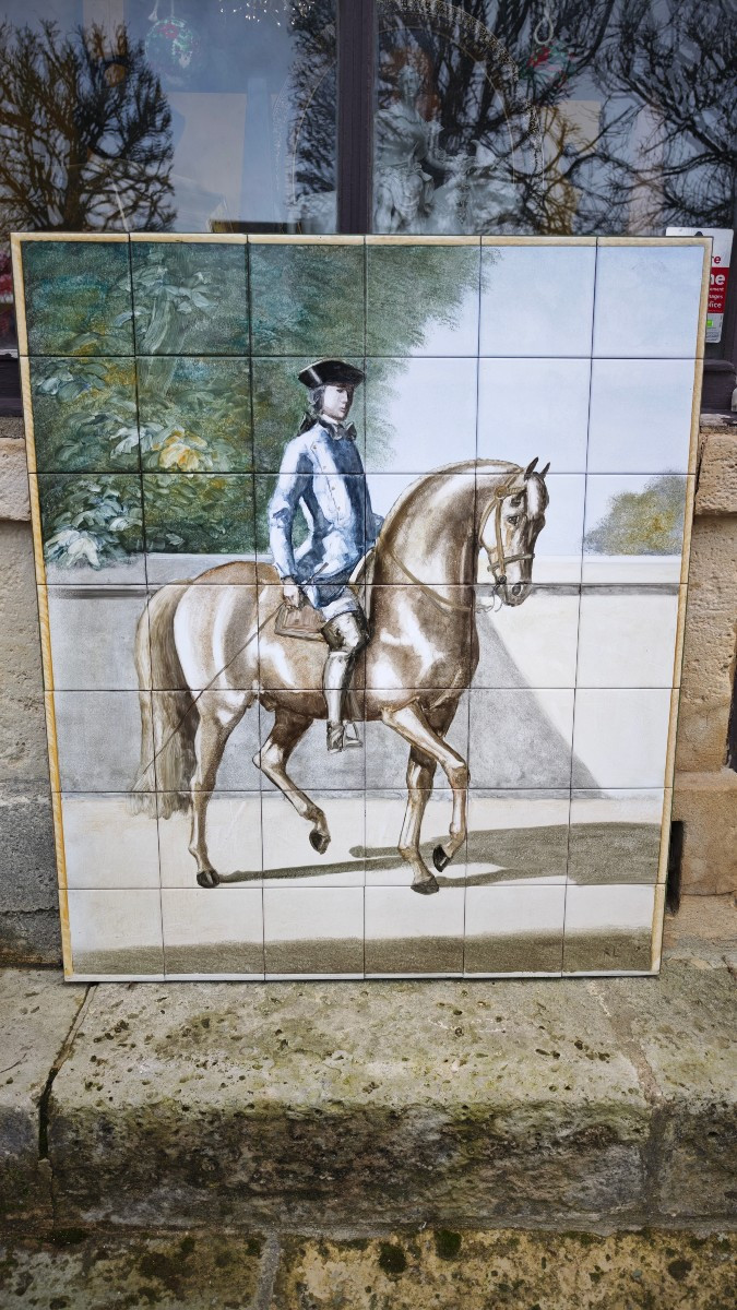 Large Tiled Fresco Depicting A Squire 