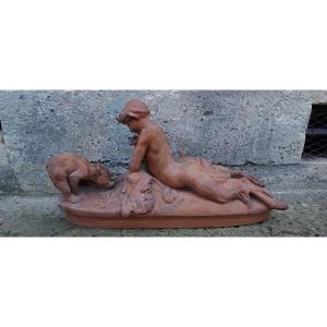 Charming Fauna Playing With Bears, Terracotta After Fremiet Nineteenth