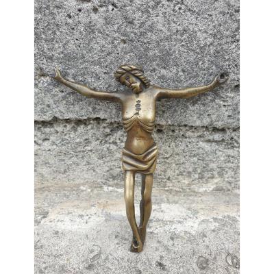 Christ En Croix Gothique -bronze- XVeme Siècle
