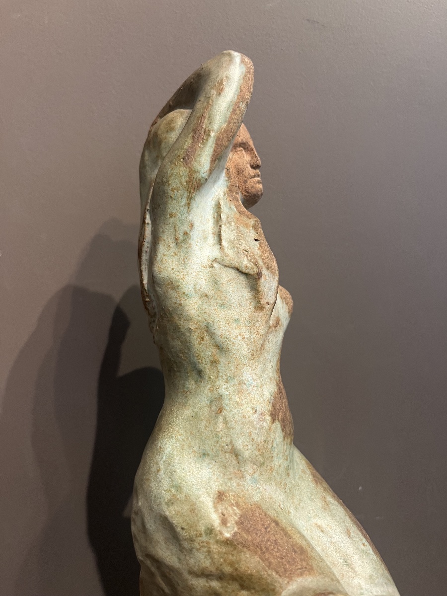 « Sirène » A. Gins Vers 1900  Terre cuite vernissée -photo-3