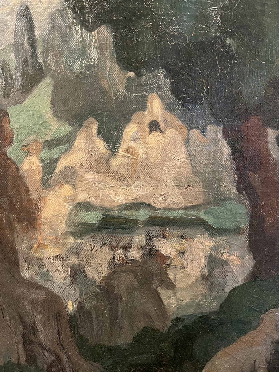 « Diane et Actéon » Alice Richter (1911-1996) huile sur carton Signé Daté 1932-photo-3
