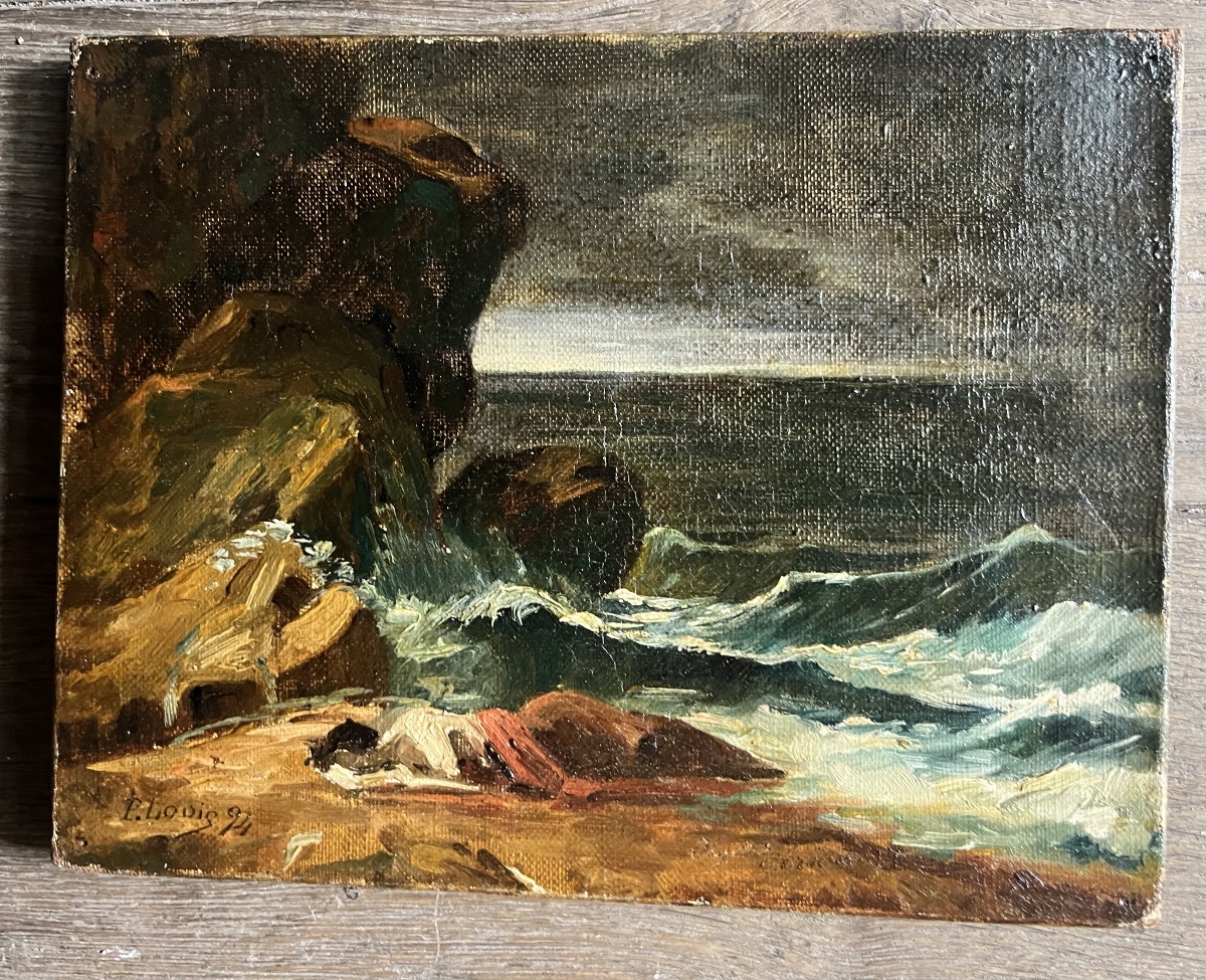 « Naufrage(s) » Louis Pastour (1876-1948) Huile sur toile -photo-3